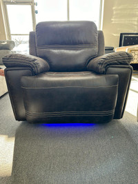Genuine Leather Electric Power Recliner .