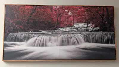 Framed Canvas Wall Art of WideWaterfall&Red Leaves Picture For B, View more