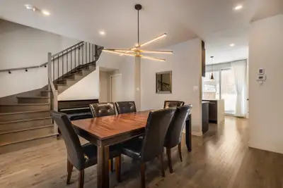 Extendable Dining Table and 6 dining chairs, View more