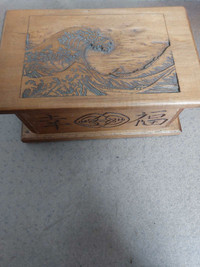 Japanese hand carved wood box