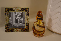 Amber Swirl Glass Perfume Bottle NEVER USED and a Photo Frame