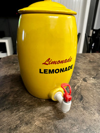 Vintage 1960 Large Yellow Ceramic Lemonade Dispenser with Spout