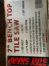 Tile Saw - 7” Bench Top Tile Saw not new - in great condition 