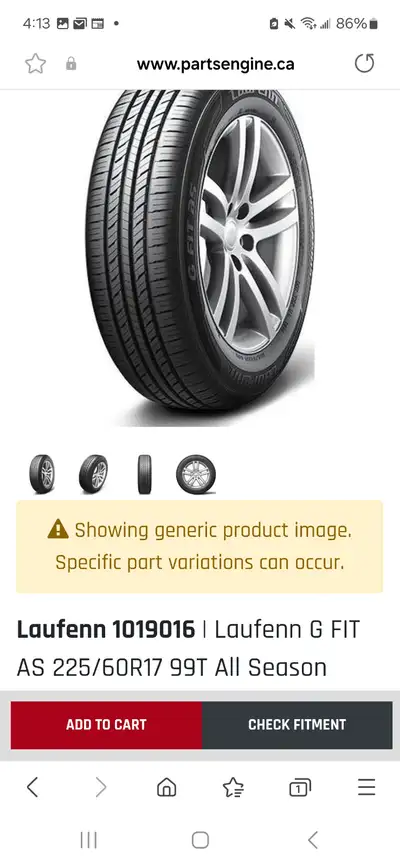 4 Laufenn all season tires for sale drove 1.5 years with them 225/60R17 asking $150 or make me an of...