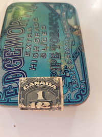 Vintage - Edgeworth Tobacco Tin with Canada stamp