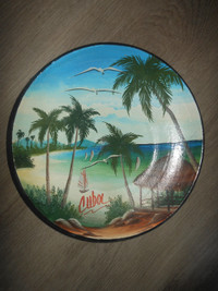 hand painted Hanging pottery wall plate Cuba