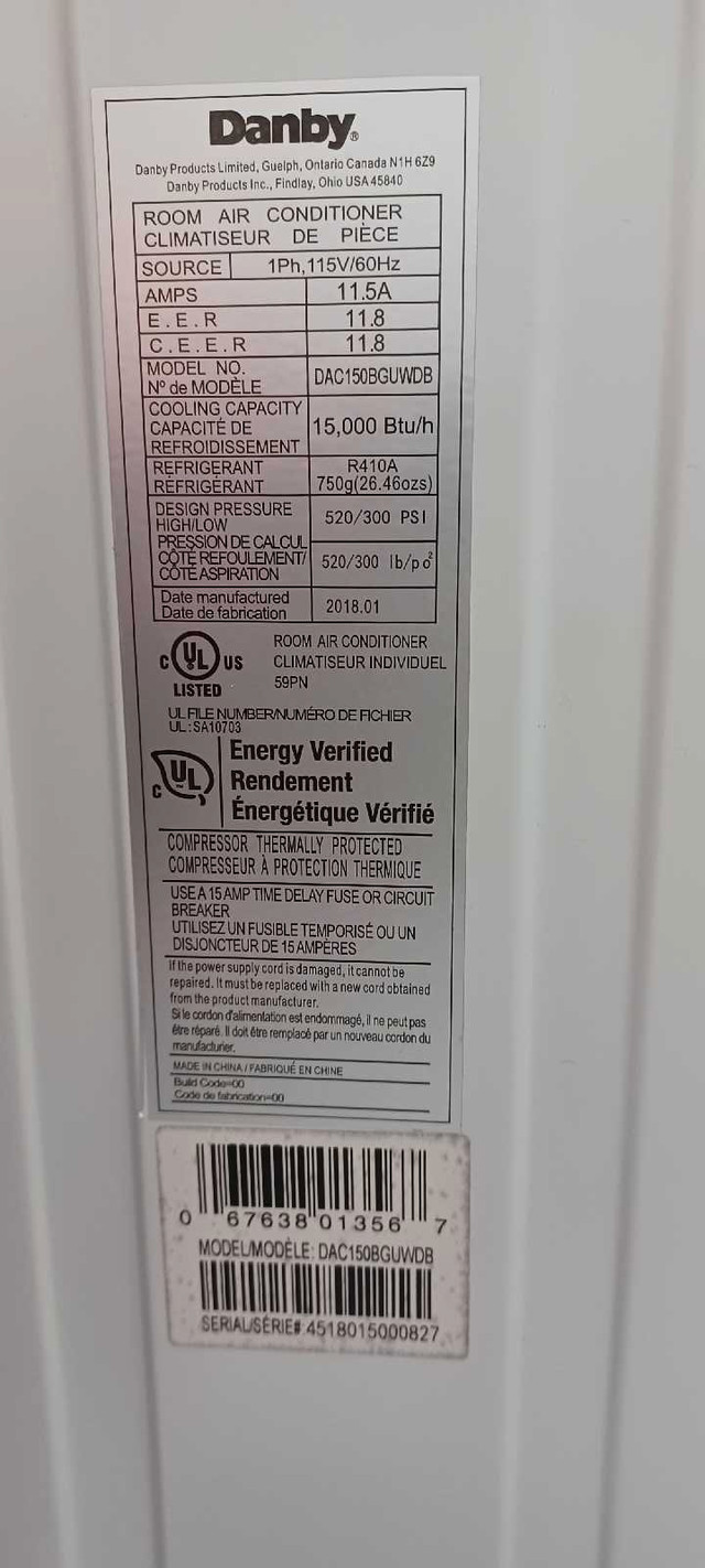 Air climatisé- Danby 15 000 btu dans Autre  à Sherbrooke - Image 4