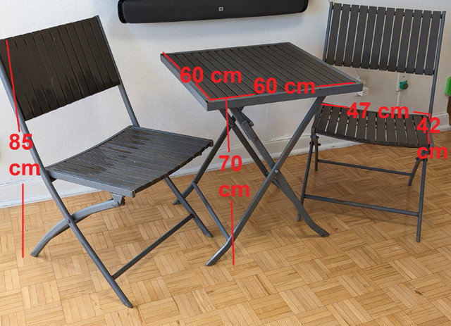 Metall Folding Dining Bistro Patio Garden Set 3pcs(Chairs+Table) in Coffee Tables in City of Toronto
