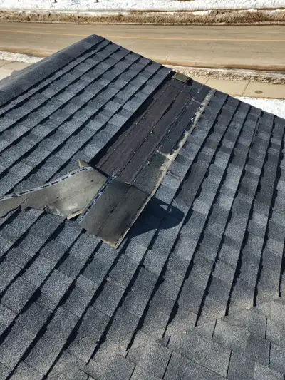 We fix and replace shingles that have been damaged from high winds. Edmonton had a large wind storm...