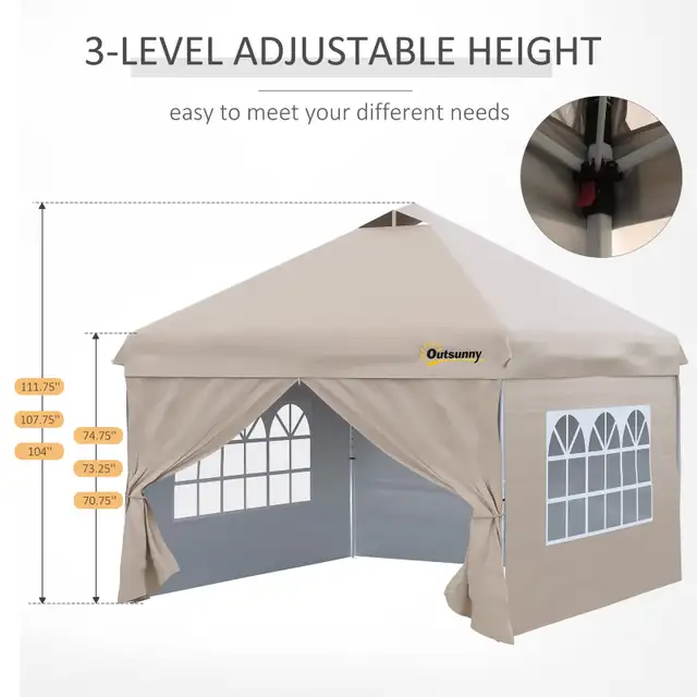 Outsunny 10' x 10' Pop Up Canopy Tent, Instant Sun Shelter in Outdoor Décor in Markham / York Region - Image 6