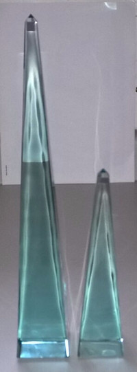 Teal Glass Obelisk Set of 2