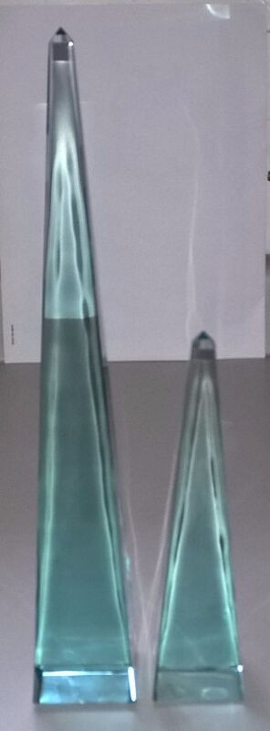 Teal Glass Obelisk Set of 2 in Arts & Collectibles in Oshawa / Durham Region