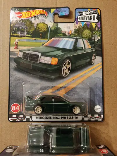 New Hot Wheels Premium Boulevard Mercedes-Benz 190 E 2.5-16 1/64 diecast car with Real Riders $12 ea...