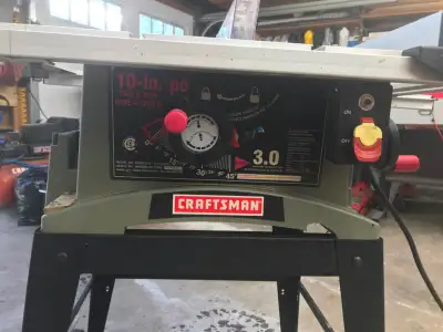 Craftsman 10” Table Saw with stand and table extension 3 hp. Good working condition with miter slide