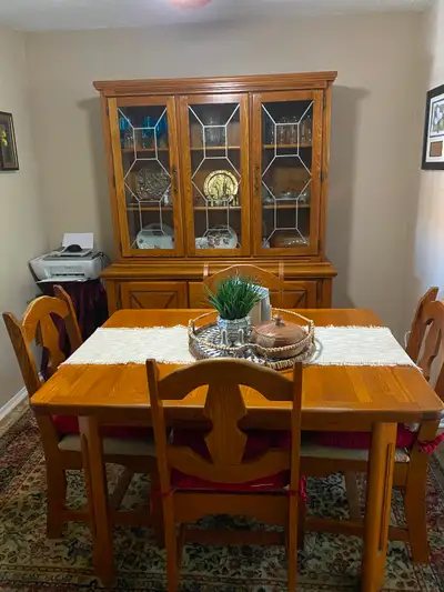 Solid Oak Beautiful Dining Room Set, View more