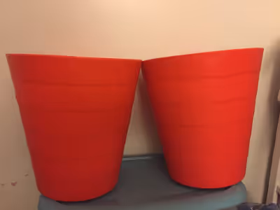 IKEA FNISS waste basket Plastic red colour easy to wipe clean Dimension 12 inches height, diameter 1...