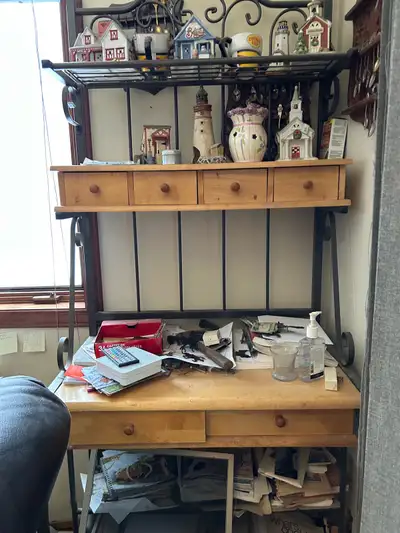 Multi Purpose Wood & Metal Desk +Hutch, View more