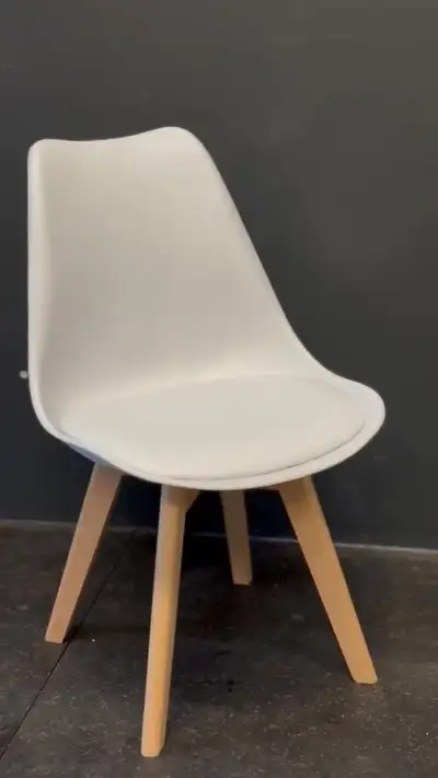 White wooden chair with comfortable seated foam, View more