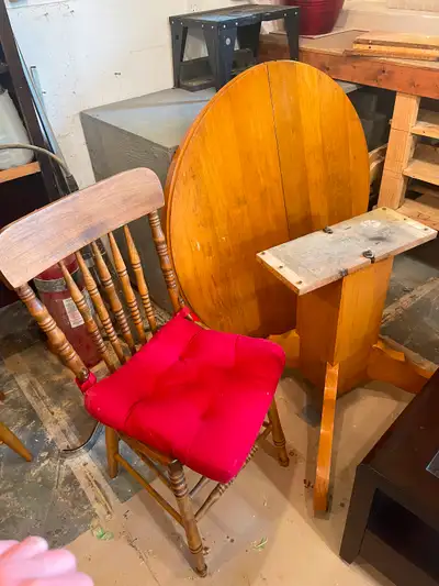 Pine dining table and chairs, View more
