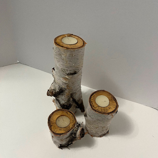 Birch bark candle holders set of 3 cottage cabin decor in Home Décor & Accents in St. Catharines