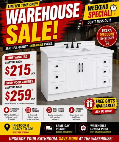 Bathroom Vanities in Mississauga | Warehouse Sale | In Stock, View more