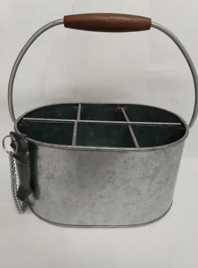 *Brand new* Pottery Barn 6 Can/Bottle Drink Beer Caddy Utensil H, View more