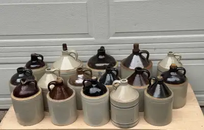 “Vintage Stoneware 1 & 2 Gallon Jugs” $20-$45 Each. , View more