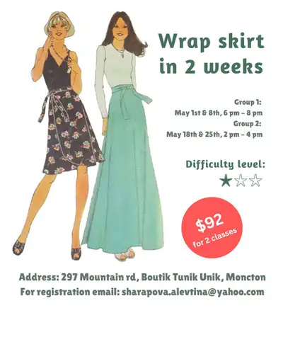 Two groups: Group 1 – Thursdays, May 1 and 8, 6 pm – 8 pm Group 2 – Sundays, May 18 and May 25, 2 pm...