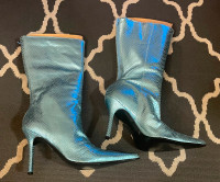 ALDO | Pointed Toe Knee High Boots | Metallic Light Blue