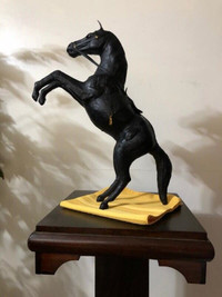 Antique Pounded Leather Horse ~ Black Stallion