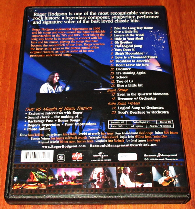 DVD :: Roger Hodgson – Take The Long Way Home (Live In Montreal) in CDs, DVDs & Blu-ray in Hamilton - Image 2