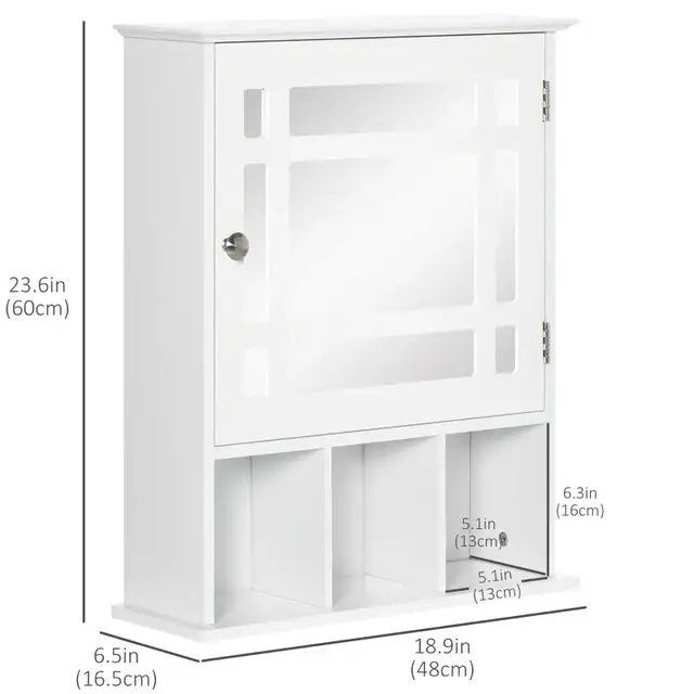 Bathroom Mirror Cabinet, Wall Mounted Medicine Cabinet, 3 Shelf  in Home Décor & Accents in Markham / York Region - Image 3