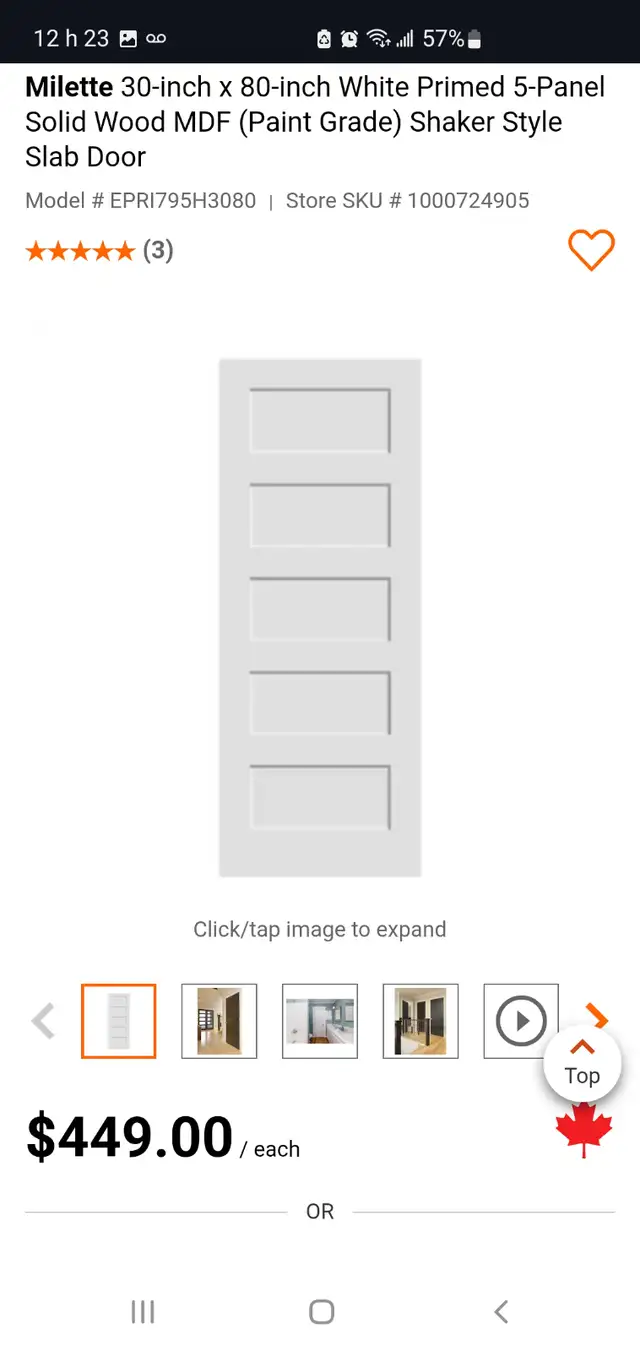 Neuve Porte Shaker door, 5 panneaux/panel, 30inx80in. in Windows, Doors & Trim in City of Montréal - Image 4