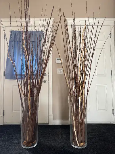 Tall glass floor vase (pair), View more