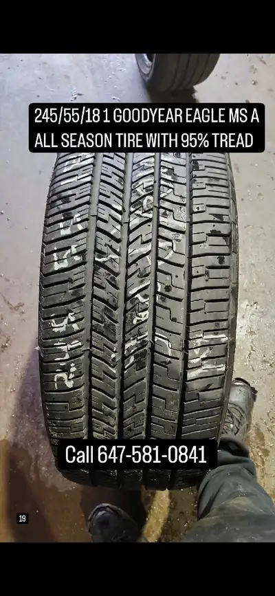 Selling a Goodyear Eagle M/S A all-season tire, size 245/55/18, boasting 95% tread for reliable perf...