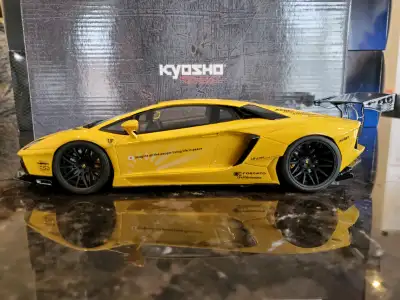 MIB KSR18502Y Kyosho Lamborghini Aventador Liberty Walk Yellow LB Performance Coupe Model Car BBR ER...