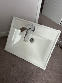 2 Top Mount White China Sink W. Faucet