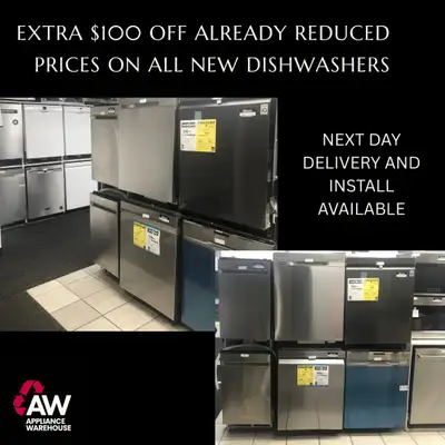 FLASH SALE!!! ALL NEW OPEN BOX DISHWASHERS EXTRA $100 OFF !!!, View more