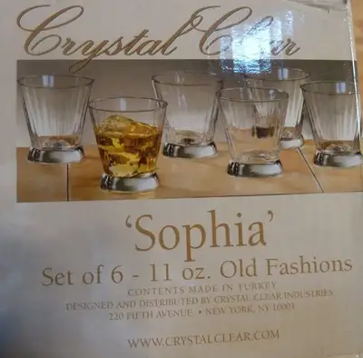 NEW "Sophia" Crystal Old-Fashioned Glasses: Set of 6, View more