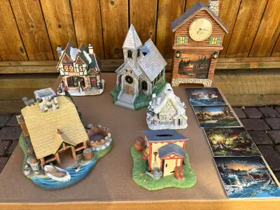 Mint Condition, Various tea light houses including: Terry Redlin’s Seasons In Time Clock, with inter...