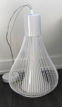 One Scandinavian modern birdcage white pendant light fixture