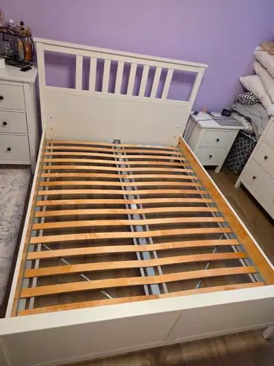 Queen bed frame. Like new. Approx 2 years old. Very little scratches. $100.00