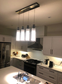 Modern Pendant lighting for Kitchen or dining, Glass and Chrome,