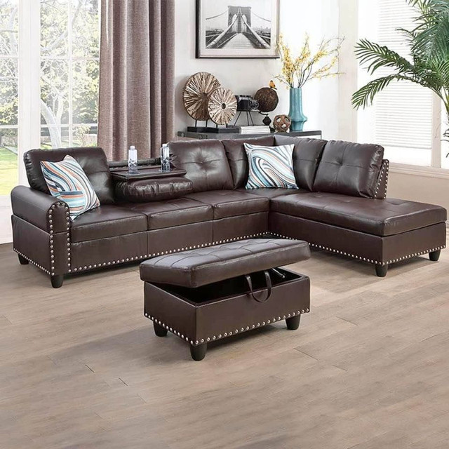 Clearance Sale||| Leather Sofa With Ottoman. in Couches & Futons in Oshawa / Durham Region - Image 2
