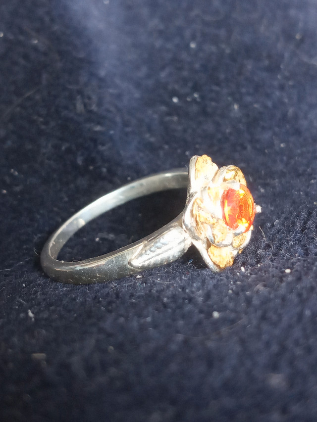 Silver Flower Ring With Gold Nugget Petals and Orange Sapphire  in Jewellery & Watches in Truro - Image 2