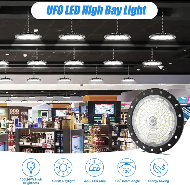 4-Pack 200W UFO LED High Bay Lights – 20,000LM, 6000K Daylight, in Indoor Lighting & Fans in Oakville / Halton Region - Image 3