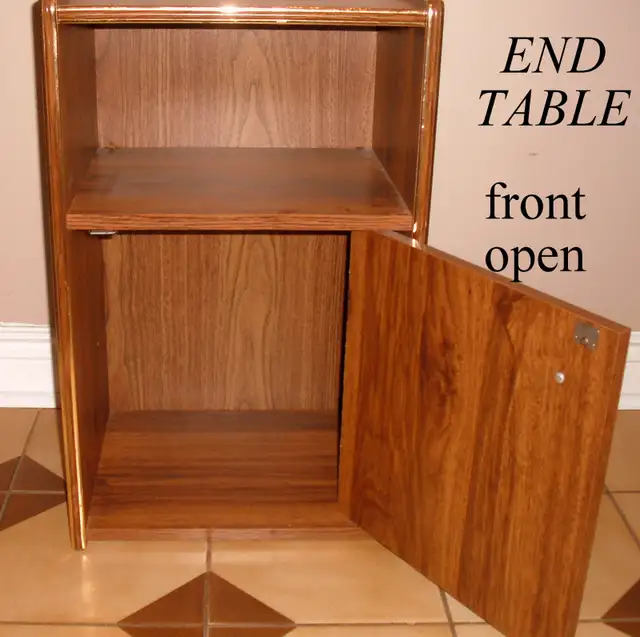 End Table, brown wood, top-shelf-cupboard, overall 24x15x12” in Other Tables in City of Toronto - Image 3