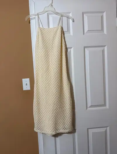 Suzy Shier- Cream Crochet Halter Dress. Only Worn Once. Dress Has Been Dry Cleaned. Size: Large. Pri...