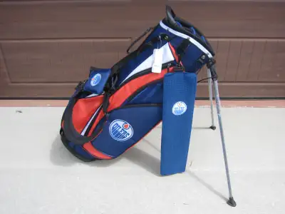 NEW *OILERS + FLAMES + LEAFS* STAND BAGS + BAG TOWELS, View more