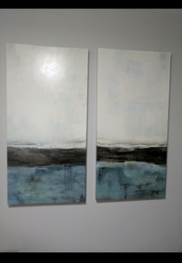 Set of 2 large wall paintings 2 feet L x 4 feet H